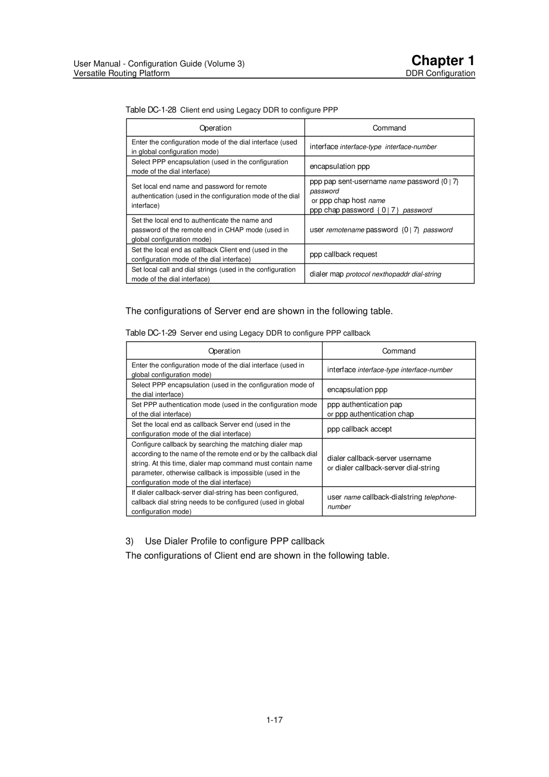 Huawei v200r001 user manual Table DC-1-28Client end using Legacy DDR to configure PPP 