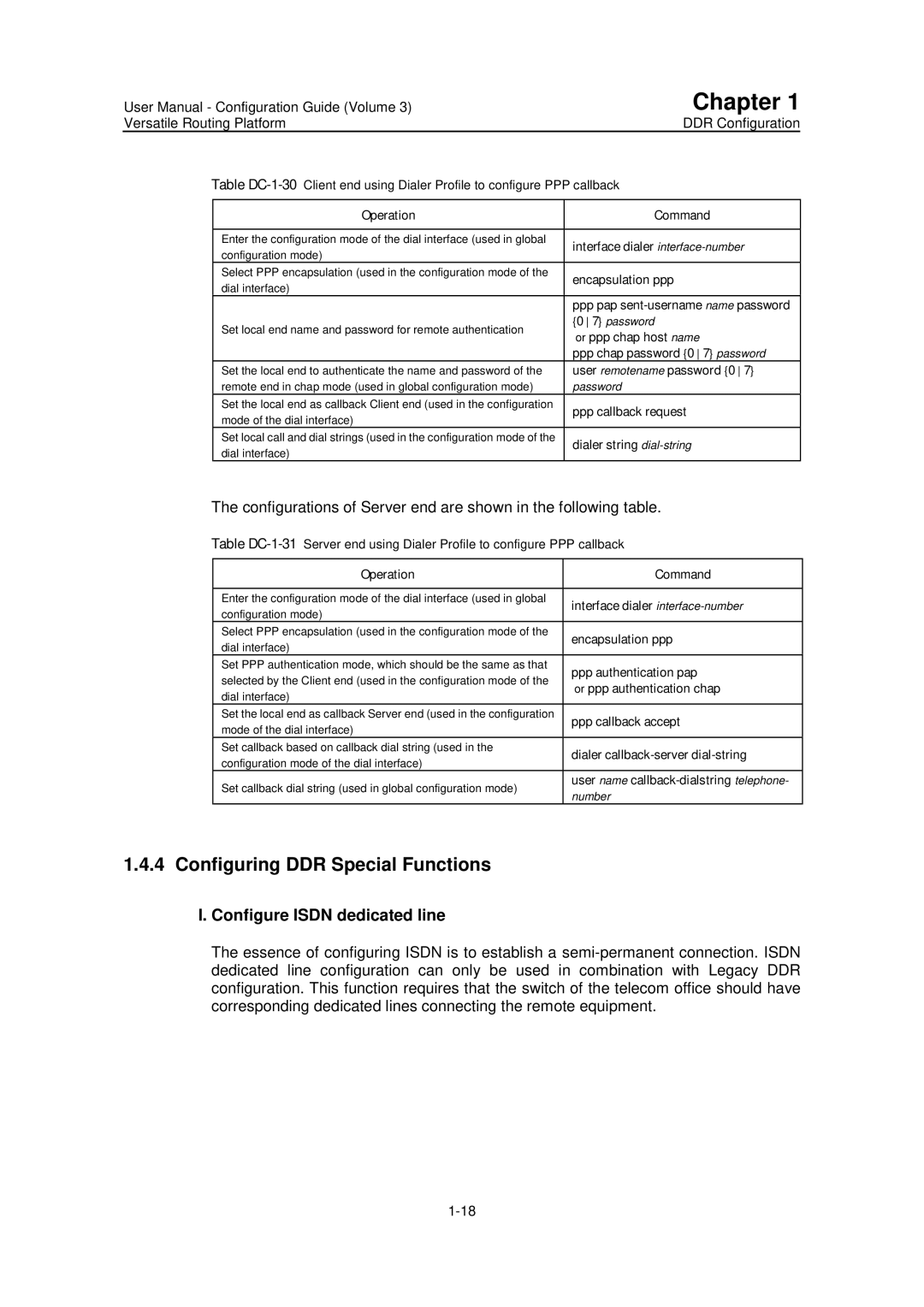 Huawei v200r001 user manual Configuring DDR Special Functions, Configure Isdn dedicated line 