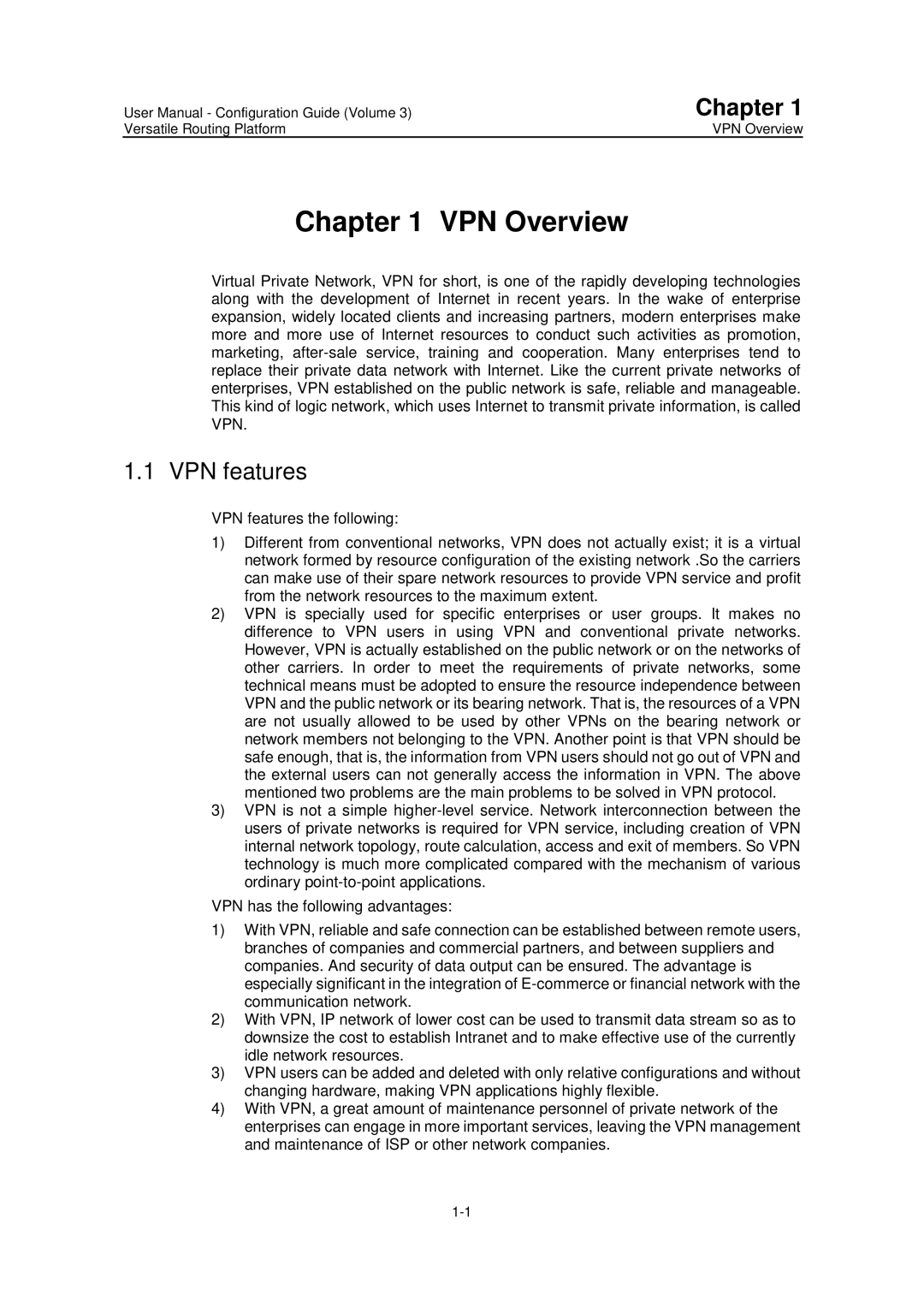 Huawei v200r001 user manual VPN Overview, VPN features 