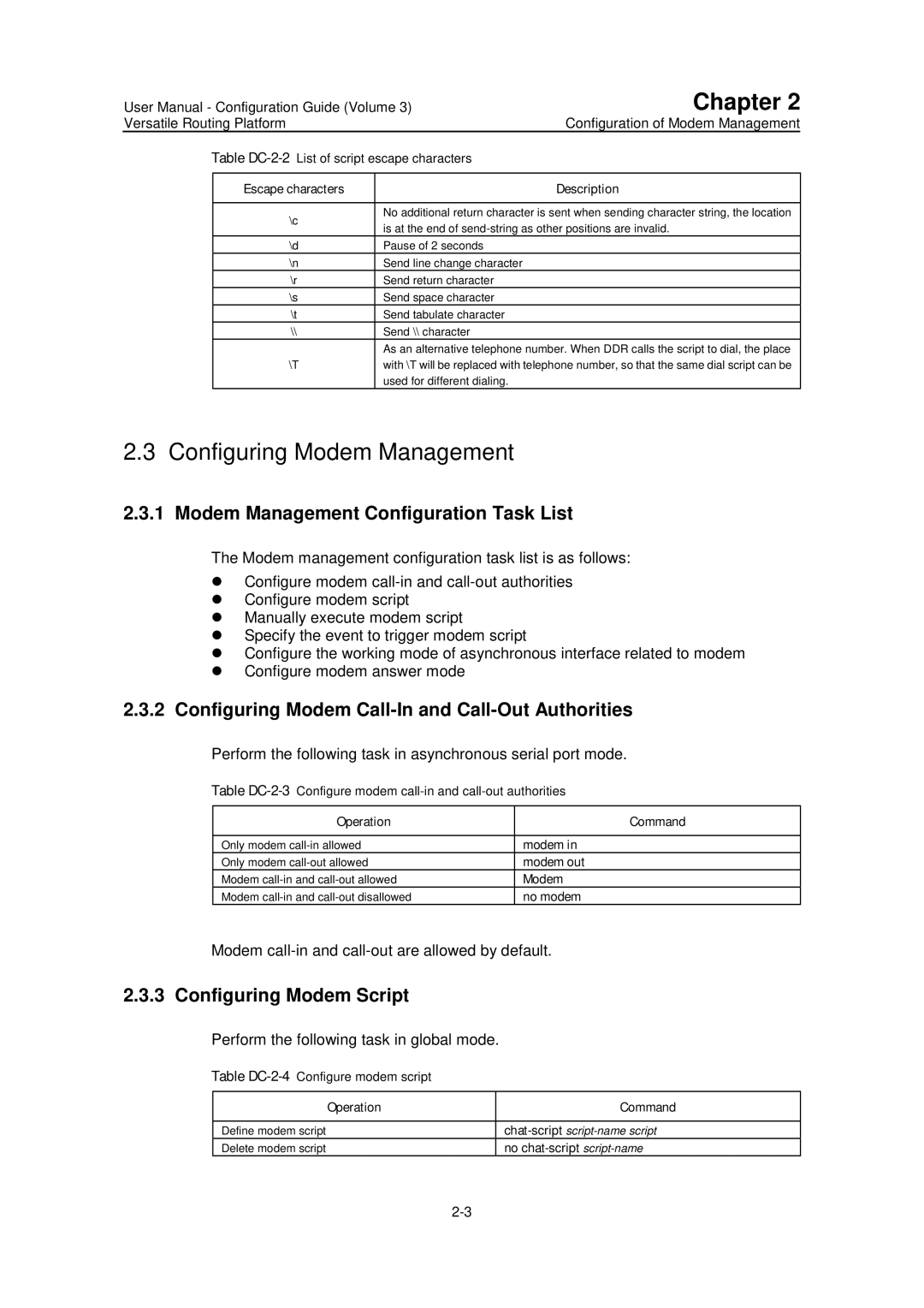 Huawei v200r001 Configuring Modem Management, Modem Management Configuration Task List, Configuring Modem Script 