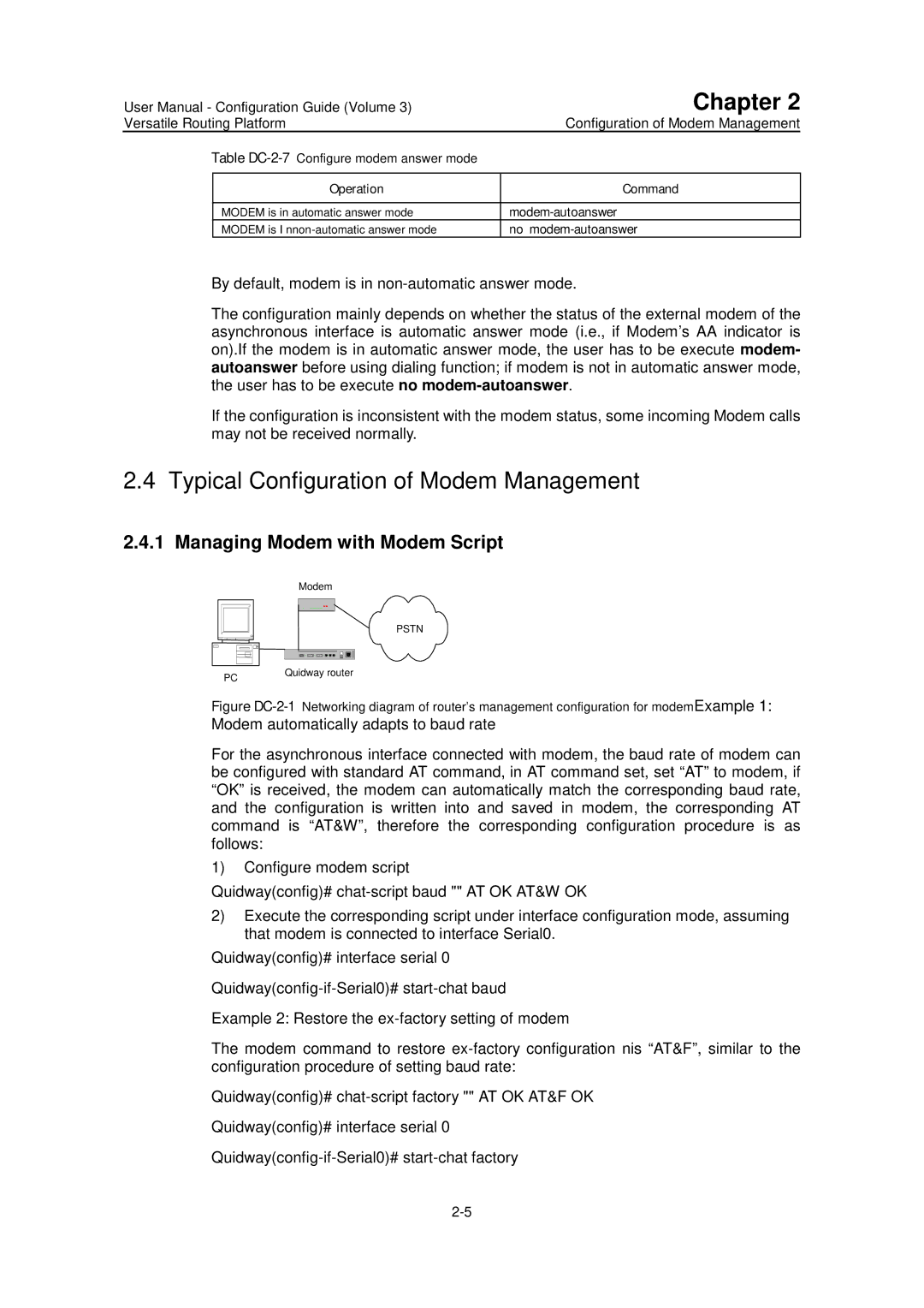 Huawei v200r001 user manual Typical Configuration of Modem Management, Managing Modem with Modem Script 