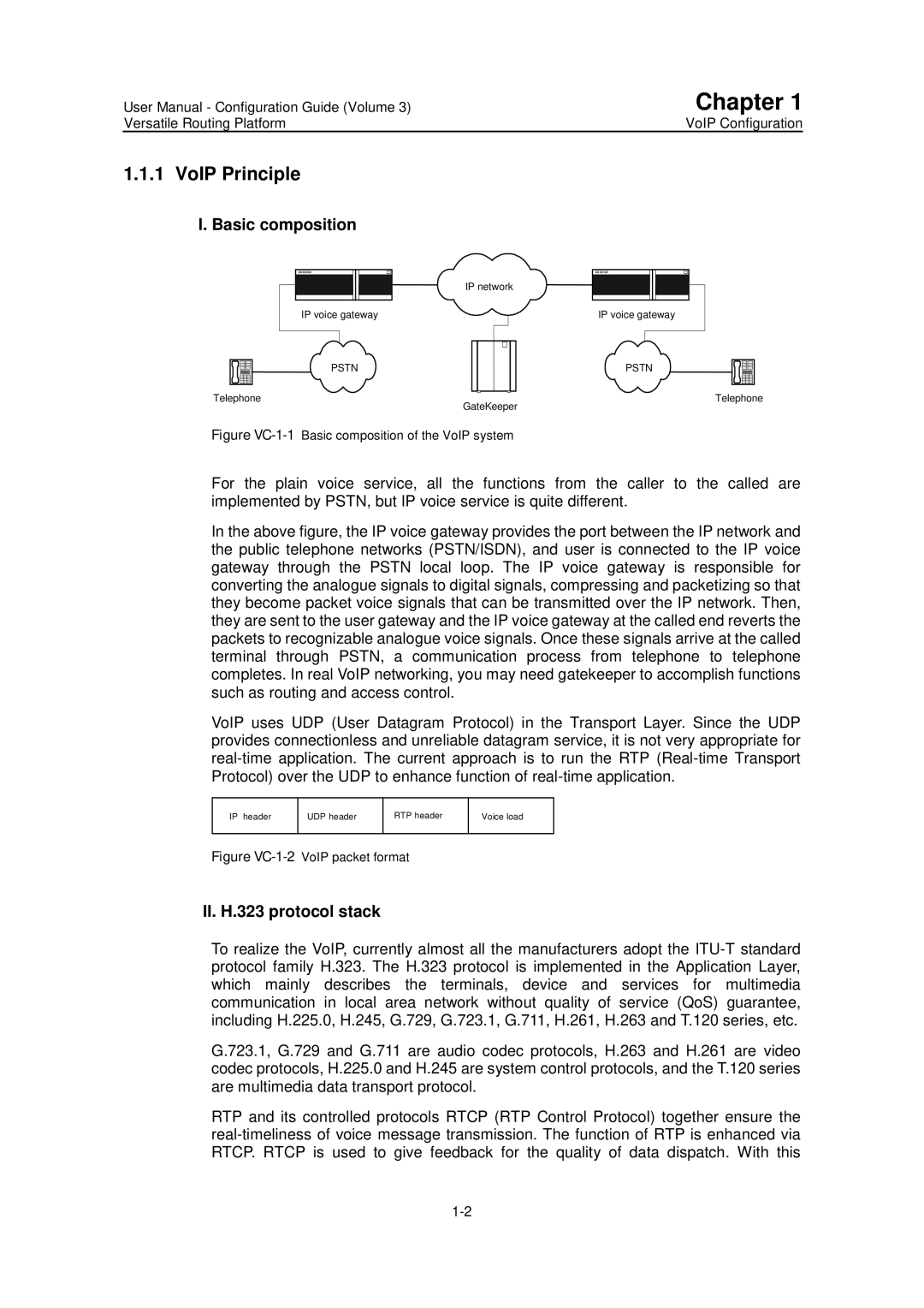 Huawei v200r001 user manual VoIP Principle, Basic composition, II. H.323 protocol stack 