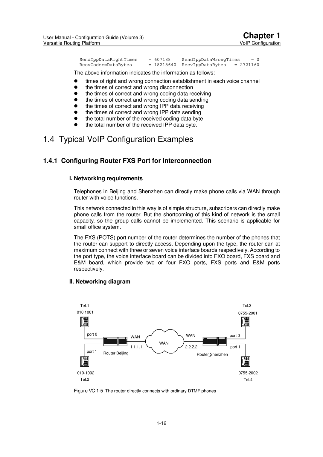 Huawei v200r001 user manual Typical VoIP Configuration Examples, Configuring Router FXS Port for Interconnection 