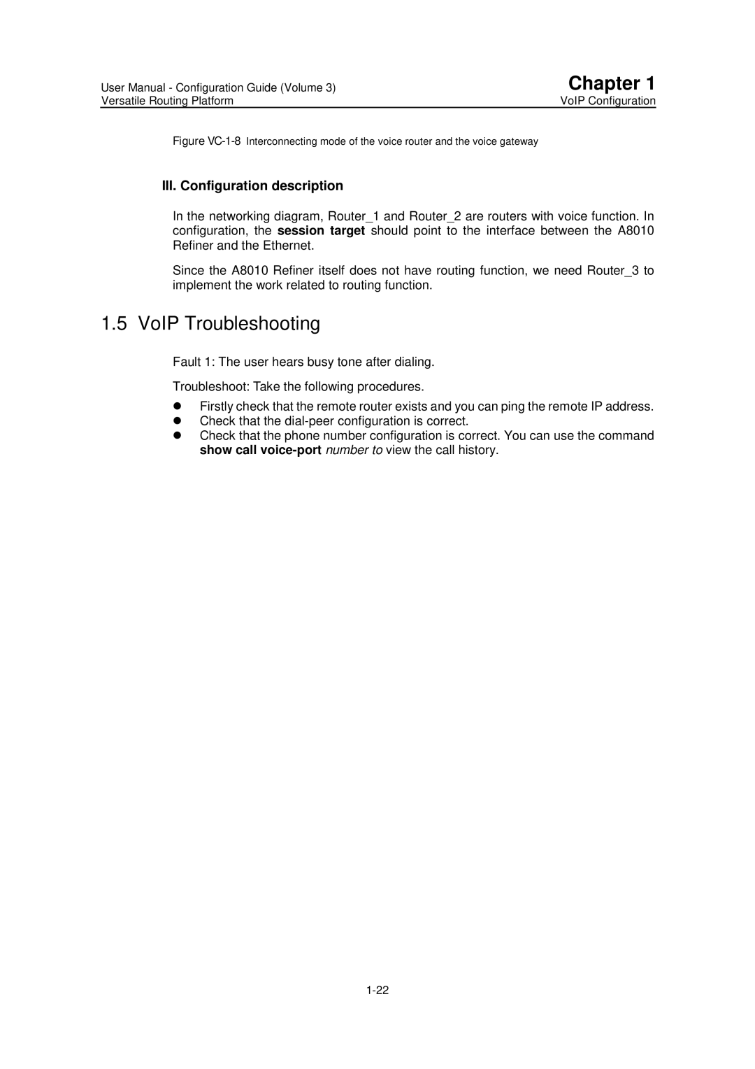 Huawei v200r001 user manual VoIP Troubleshooting, III. Configuration description 