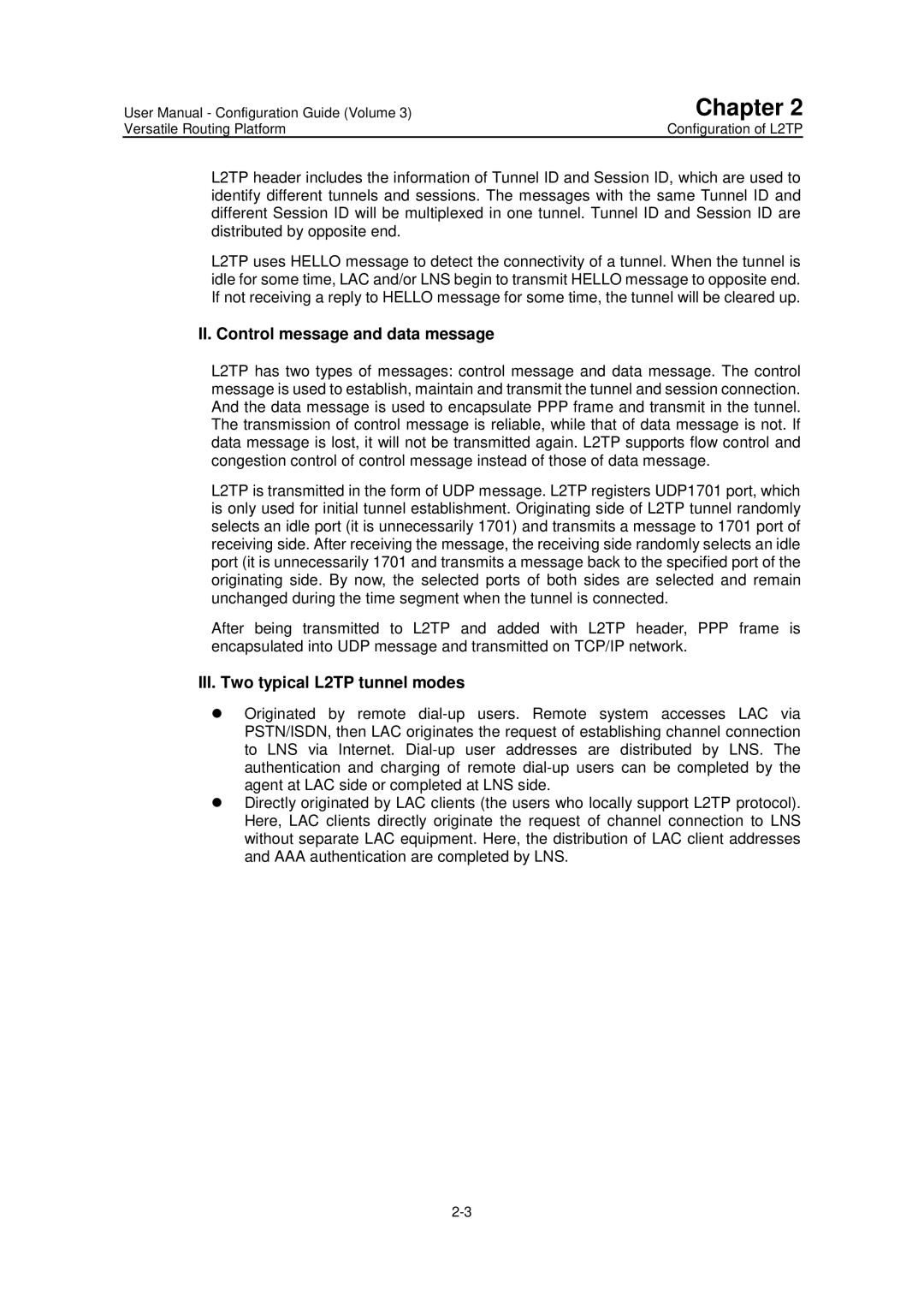 Huawei v200r001 user manual II. Control message and data message, III. Two typical L2TP tunnel modes 