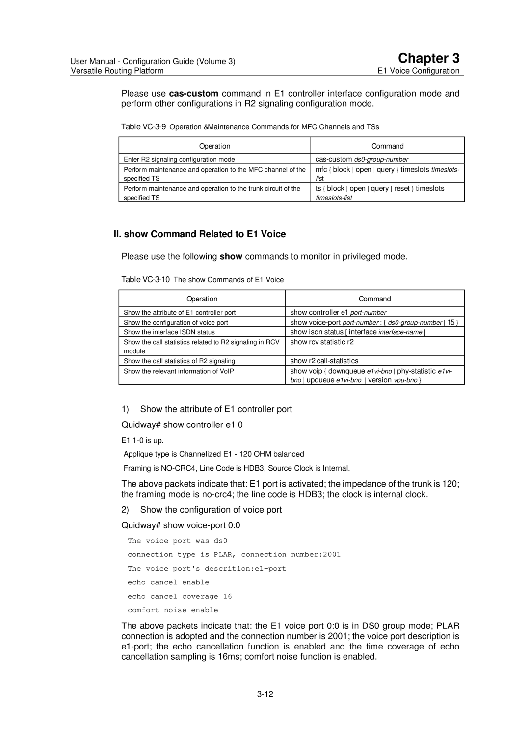 Huawei v200r001 user manual II. show Command Related to E1 Voice 