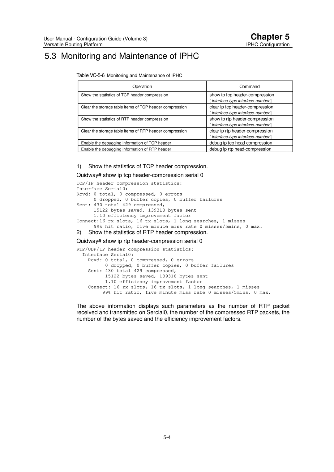 Huawei v200r001 user manual Table VC-5-6Monitoring and Maintenance of Iphc 