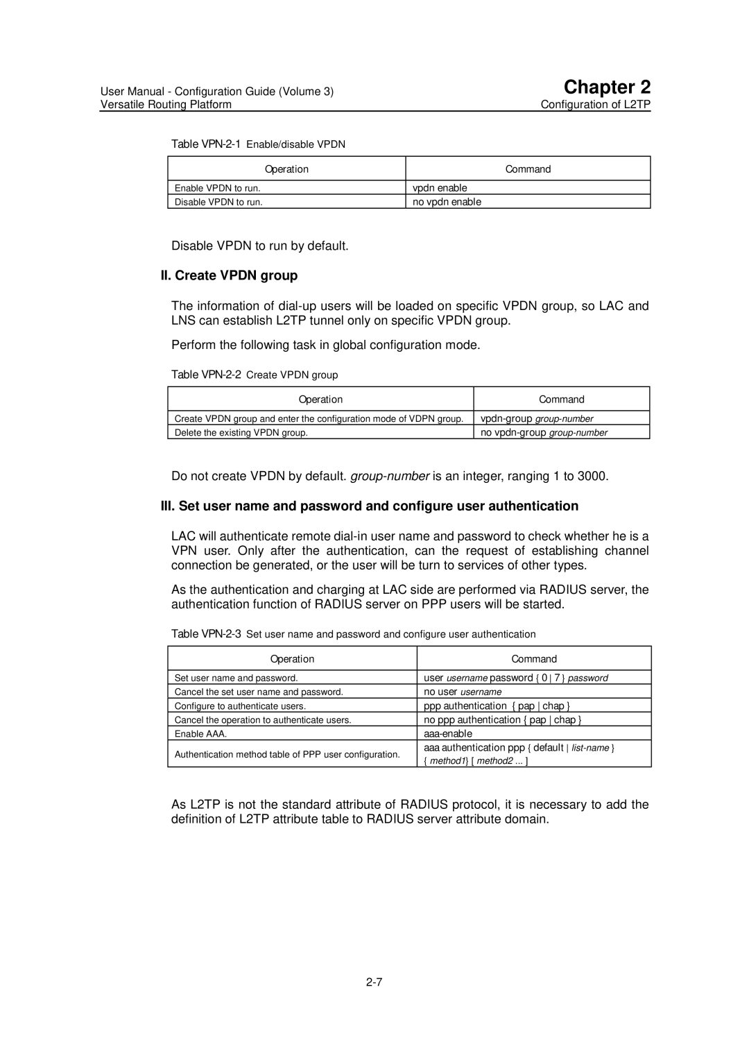 Huawei v200r001 user manual II. Create Vpdn group, Disable Vpdn to run by default 