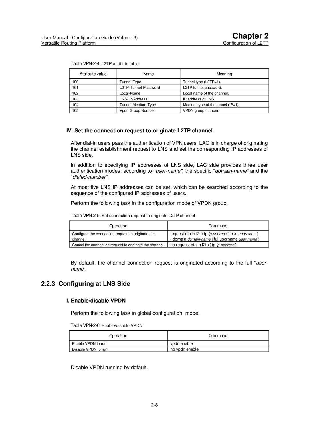 Huawei v200r001 user manual Configuring at LNS Side, IV. Set the connection request to originate L2TP channel 