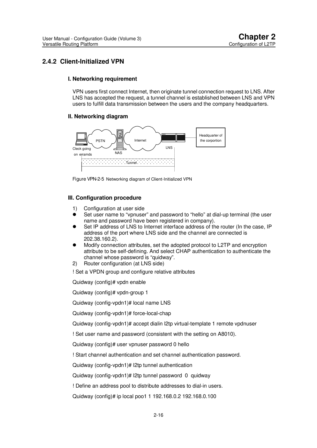 Huawei v200r001 user manual Figure VPN-2-5Networking diagram of Client-Initialized VPN 