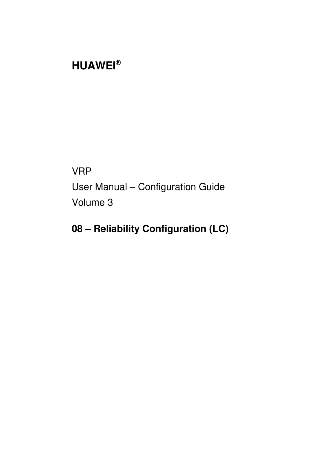 Huawei v200r001 user manual Reliability Configuration LC 