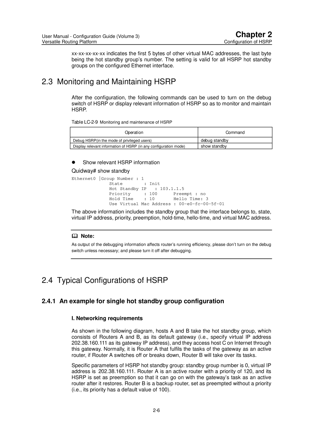 Huawei v200r001 user manual Monitoring and Maintaining Hsrp, Typical Configurations of Hsrp 