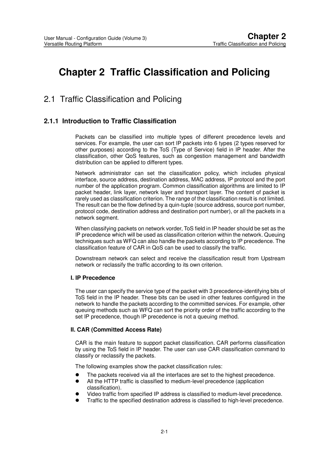 Huawei v200r001 user manual Traffic Classification and Policing, Introduction to Traffic Classification, IP Precedence 