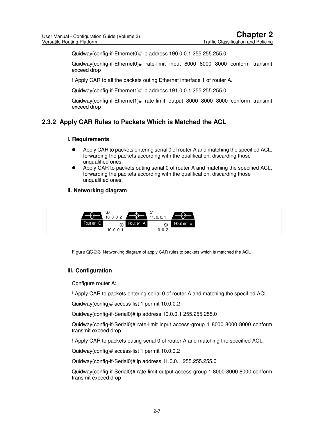 Huawei v200r001 user manual Apply CAR Rules to Packets Which is Matched the ACL, III. Configuration 