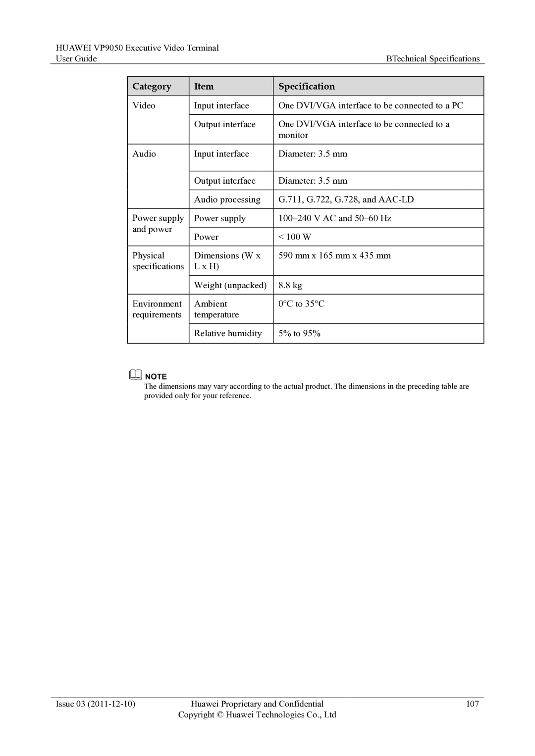 Huawei VP9050 manual Issue 03 Huawei Proprietary and Confidential 107 