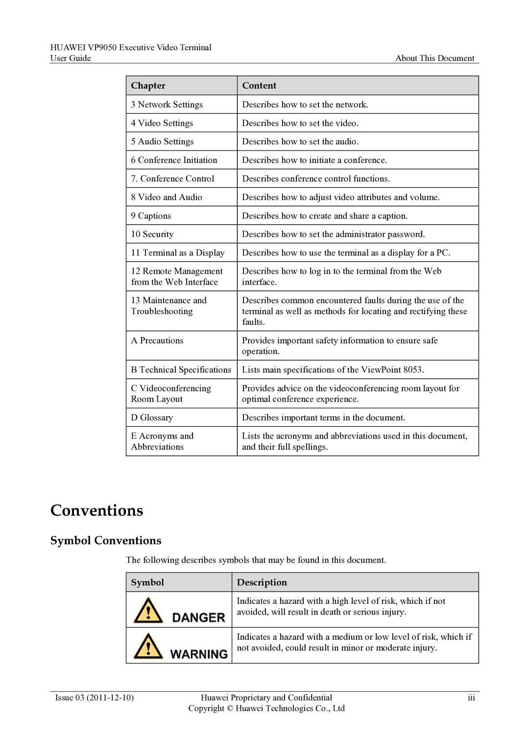 Huawei VP9050 manual Symbol Conventions, Symbol Description 