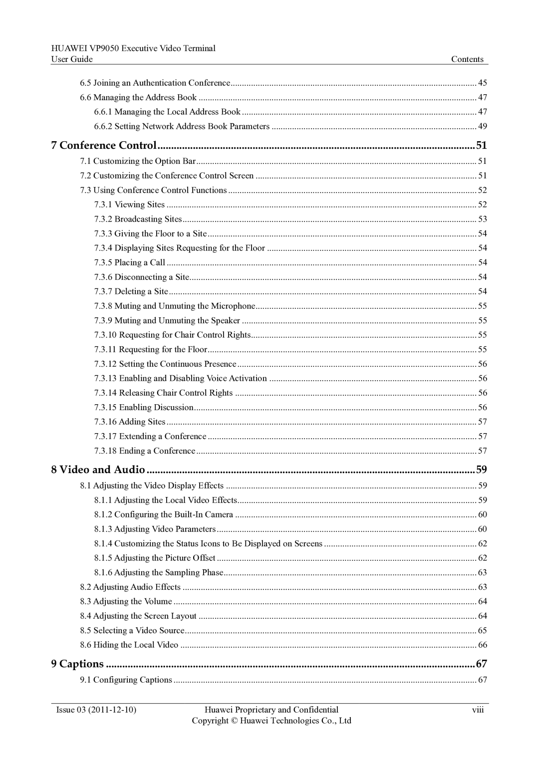 Huawei VP9050 manual Conference Control 