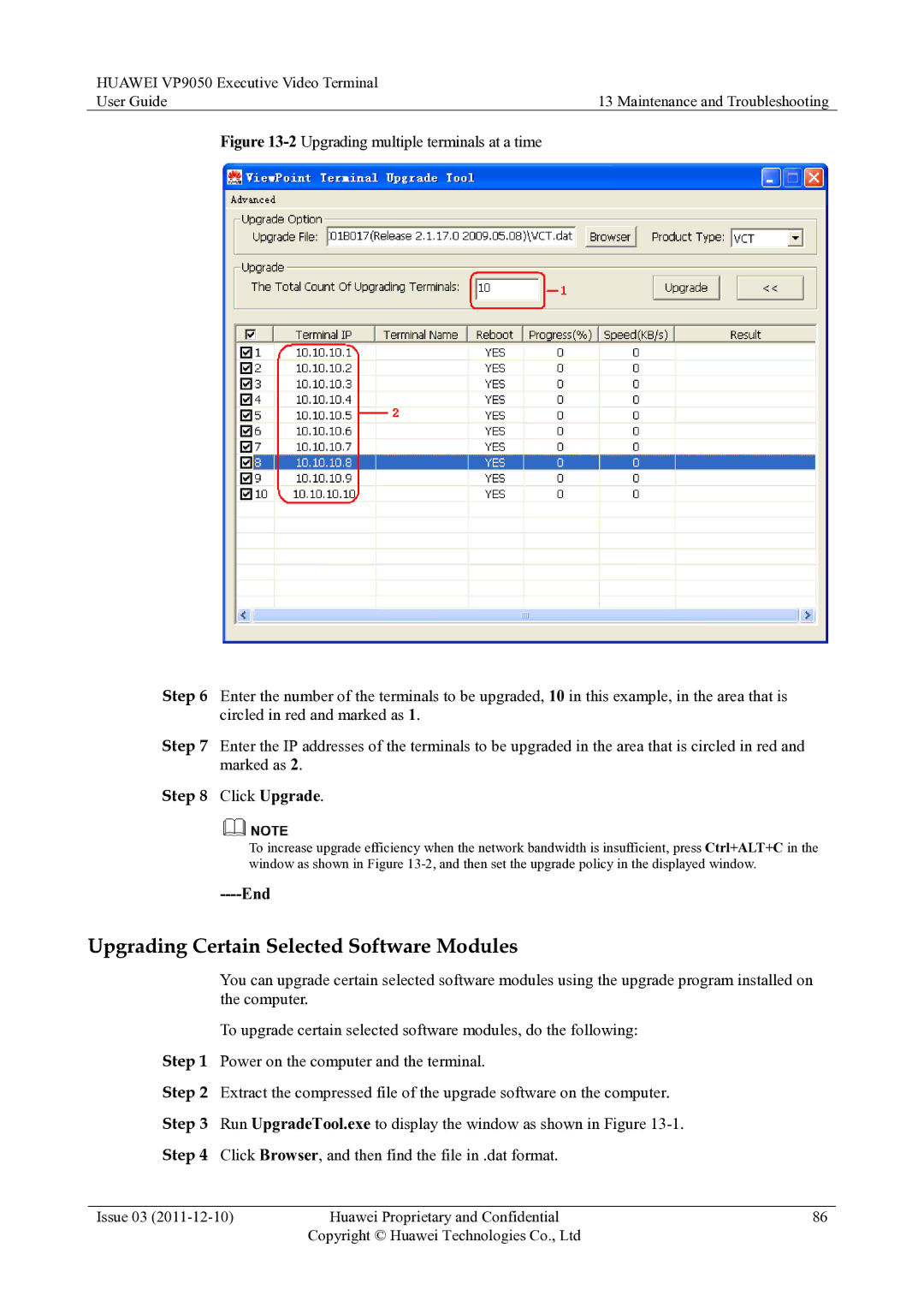 Huawei VP9050 manual Upgrading Certain Selected Software Modules 