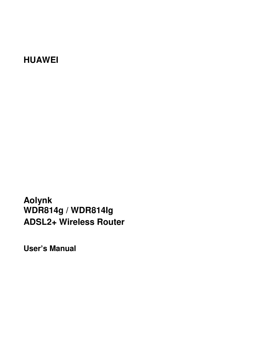 Huawei WDR814IG, WDR814G user manual Huawei 