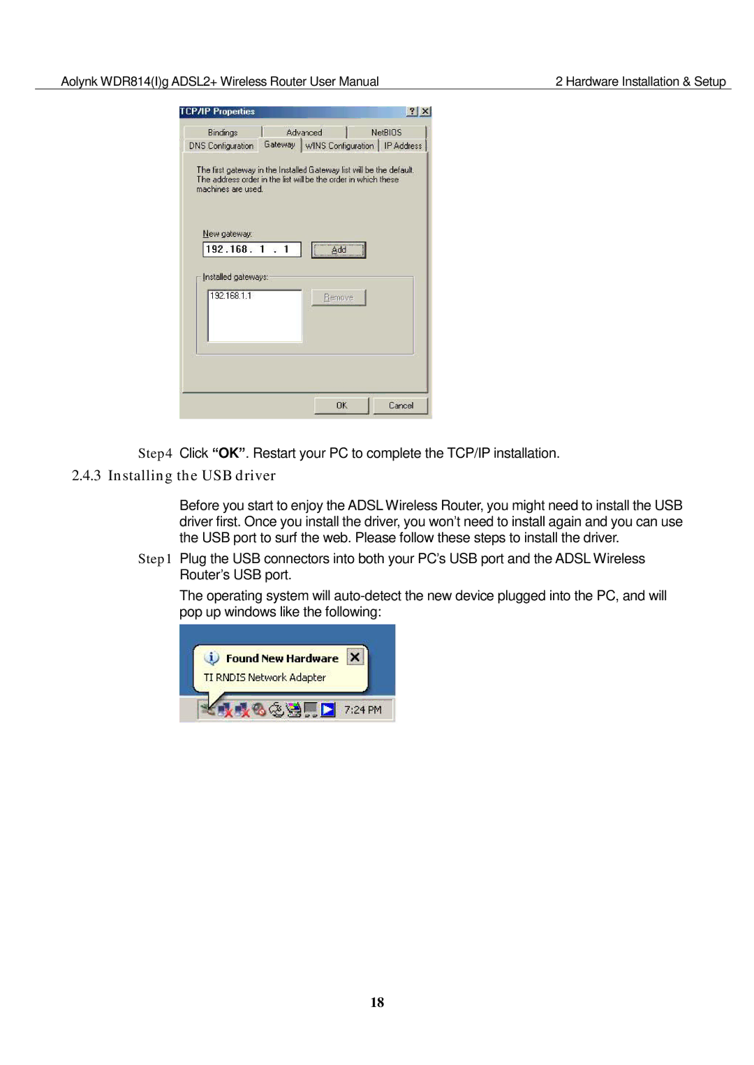 Huawei WDR814IG, WDR814G user manual Installing the USB driver 