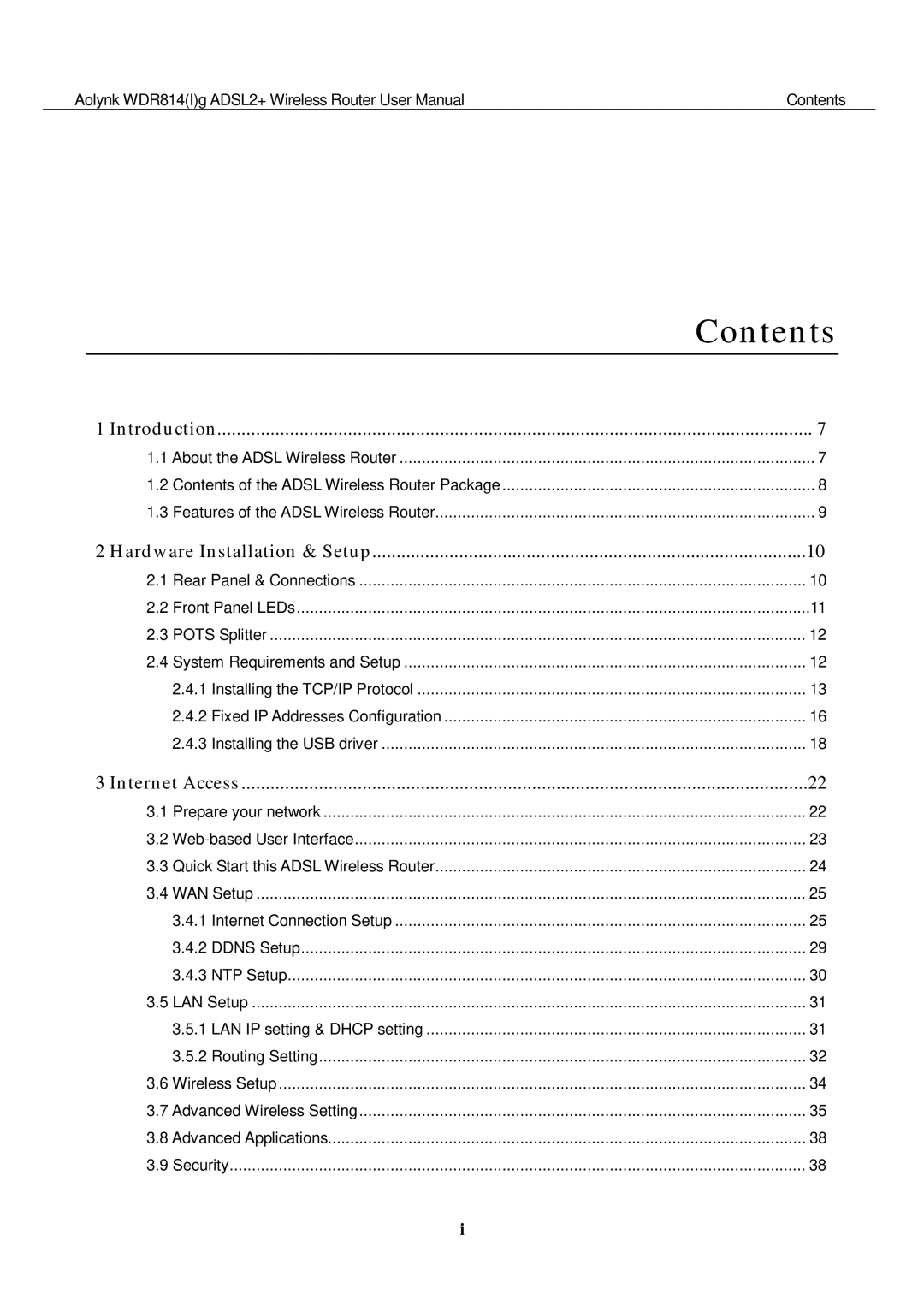 Huawei WDR814G, WDR814IG user manual Contents 