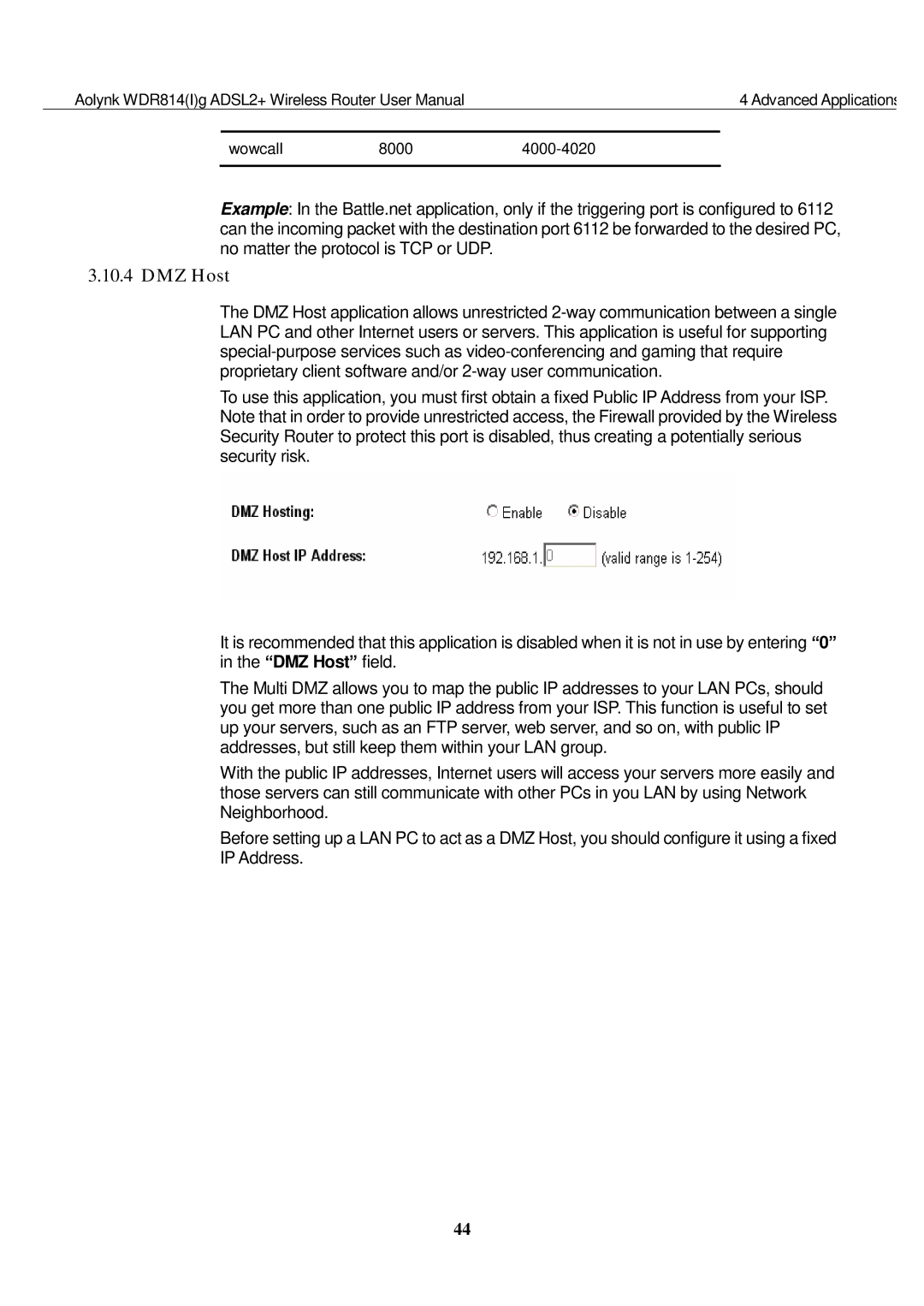 Huawei WDR814IG, WDR814G user manual DMZ Host 