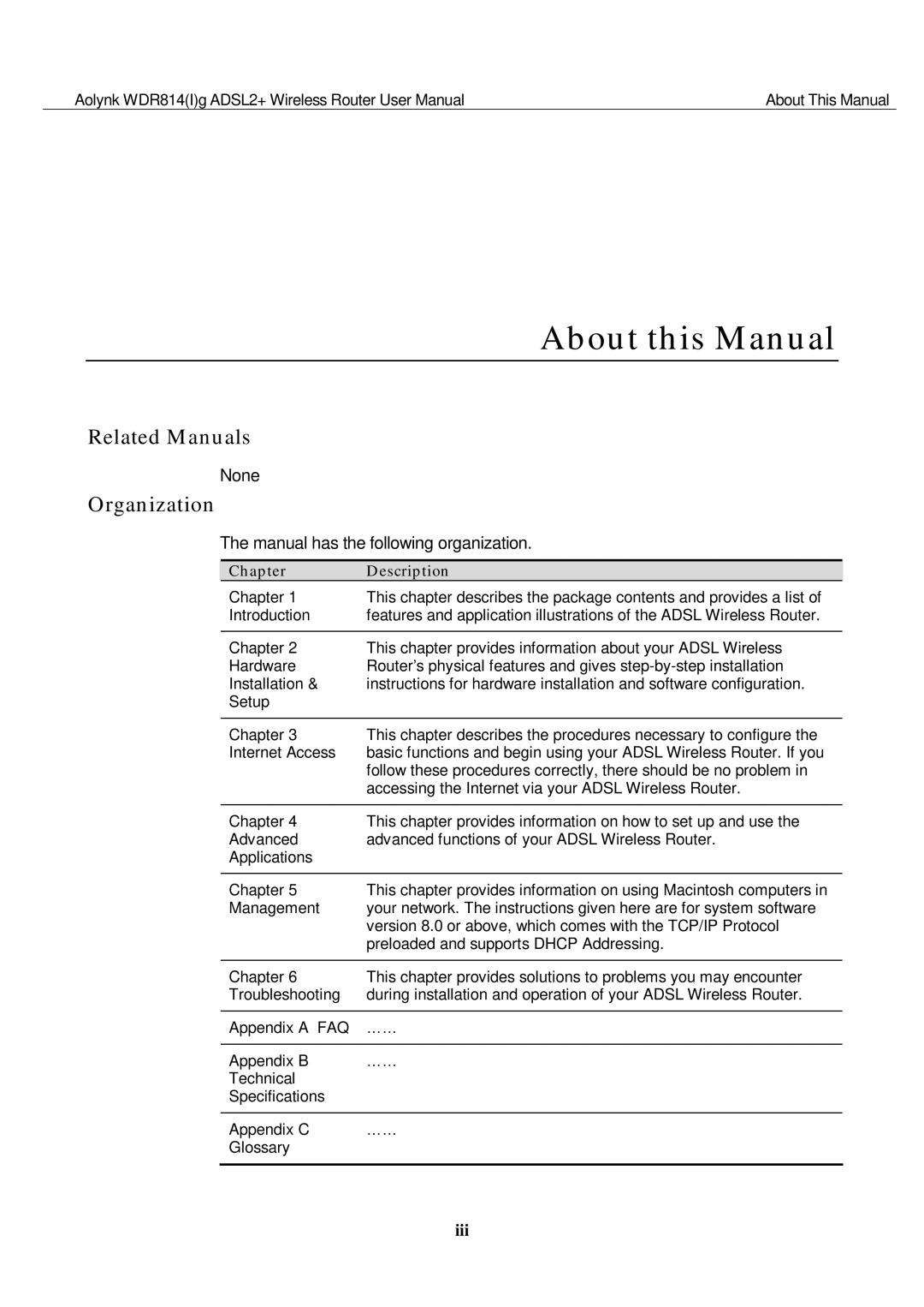 Huawei WDR814G, WDR814IG user manual About this Manual, Related Manuals, Organization 