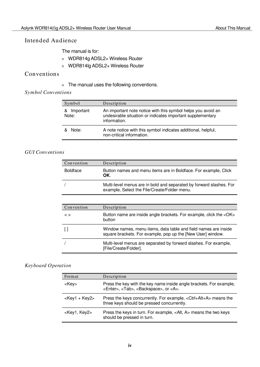 Huawei WDR814IG, WDR814G user manual Intended Audience, Conventions 