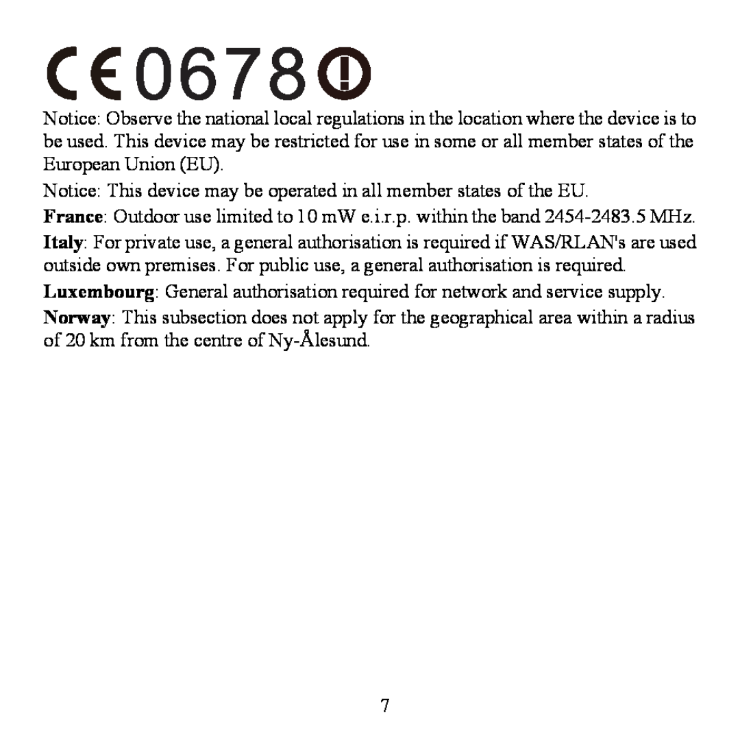 Huawei WS320 manual Notice This device may be operated in all member states of the EU 