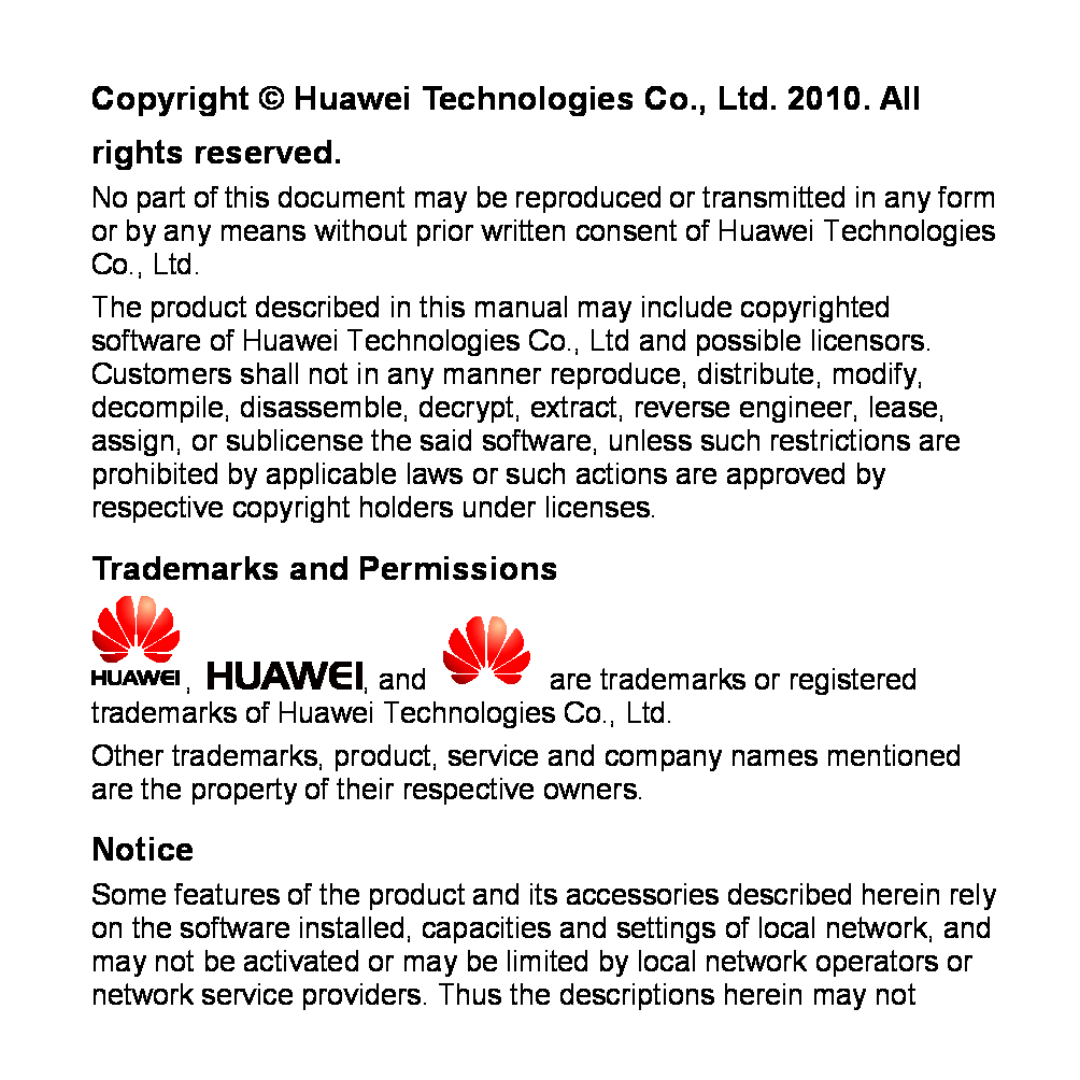Huawei WS320 manual Trademarks and Permissions 