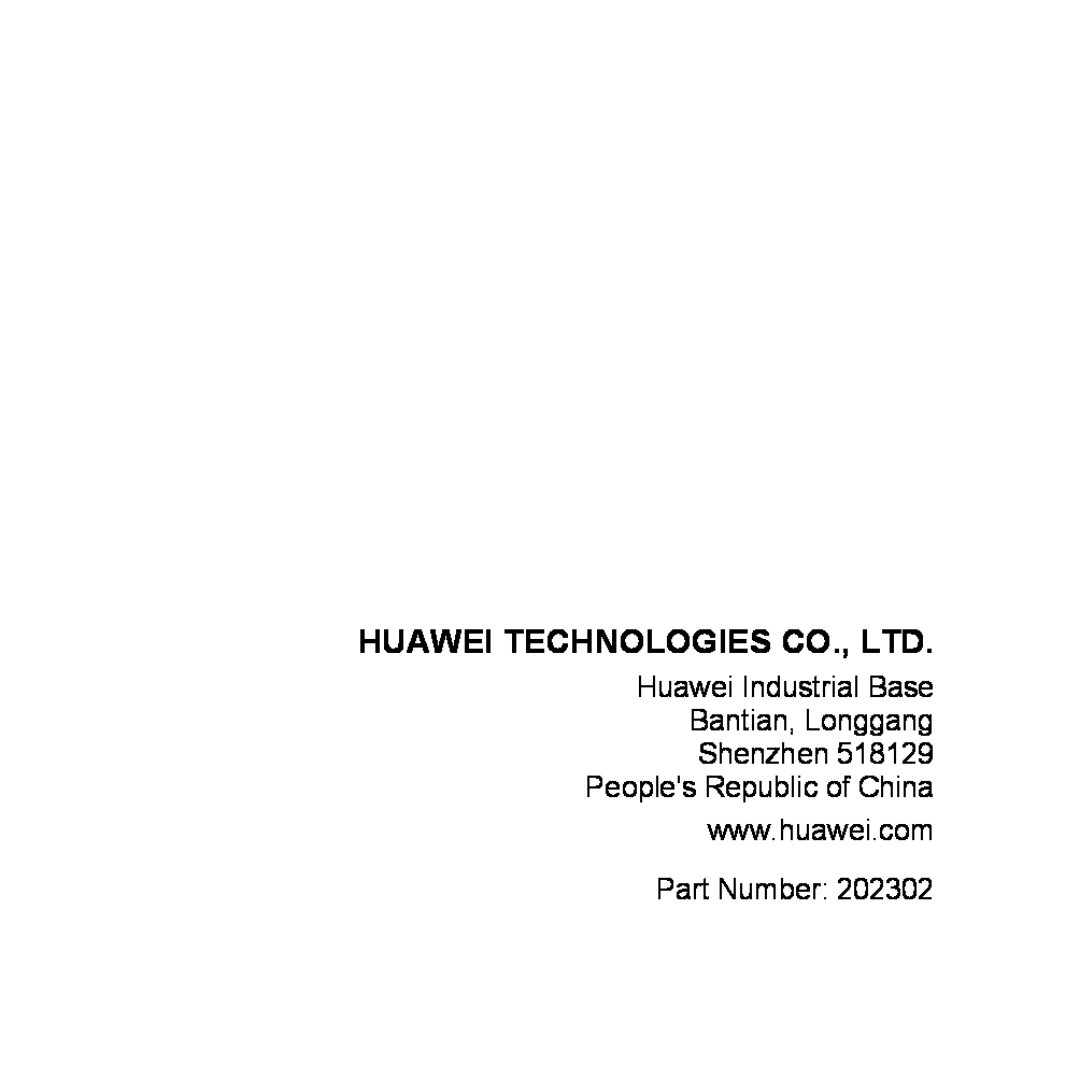 Huawei WS320 manual Huawei Industrial Base Bantian, Longgang Shenzhen, Peoples Republic of China, Part Number 