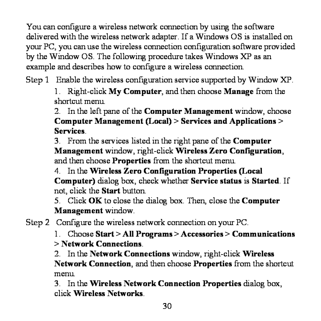 Huawei WS320 manual Enable the wireless configuration service supported by Window XP 