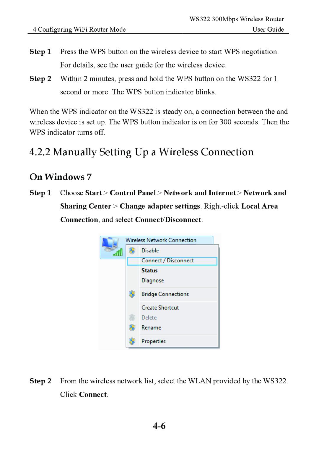 Huawei WS322 manual Manually Setting Up a Wireless Connection 