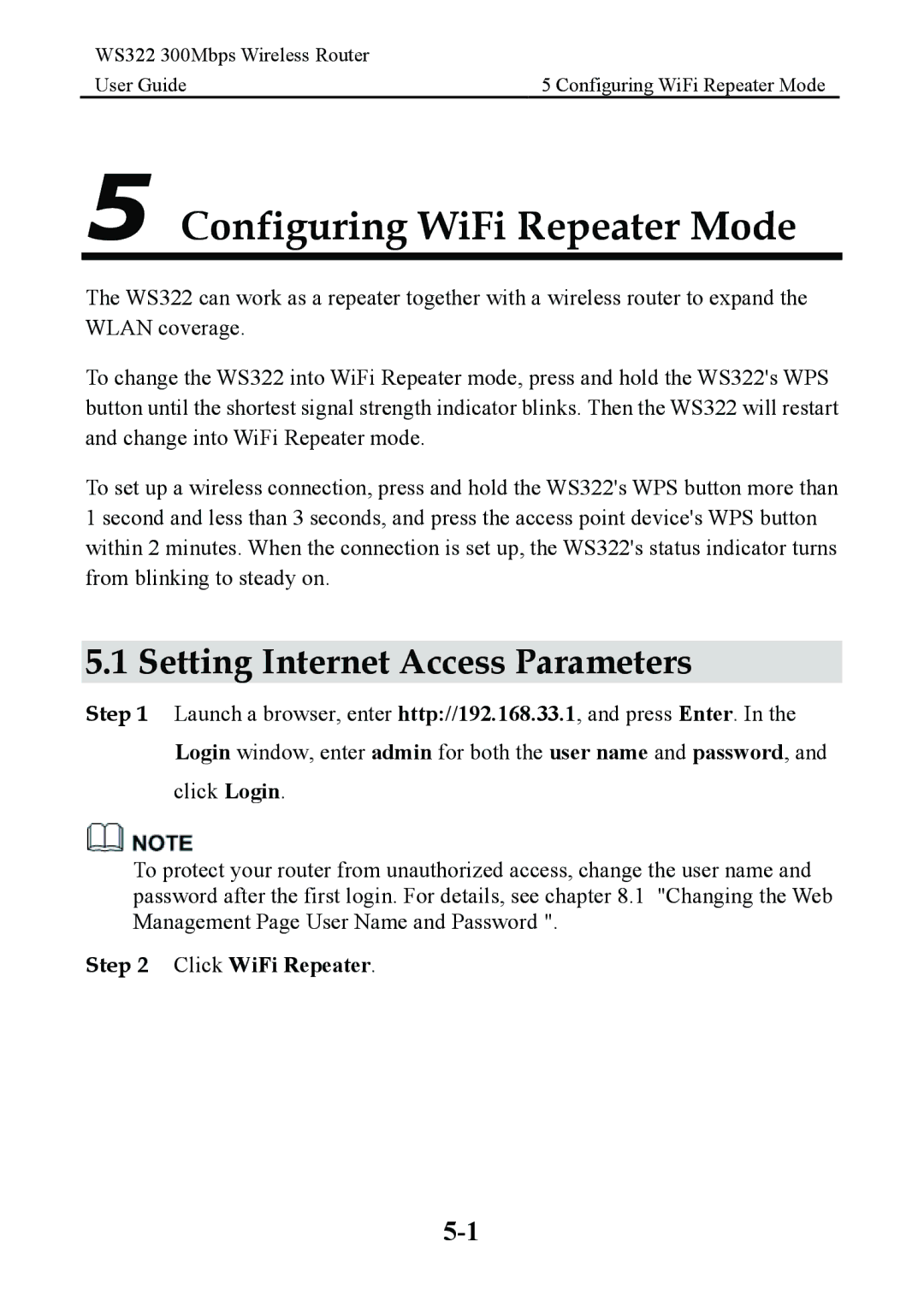 Huawei WS322 manual Configuring WiFi Repeater Mode, Click WiFi Repeater 