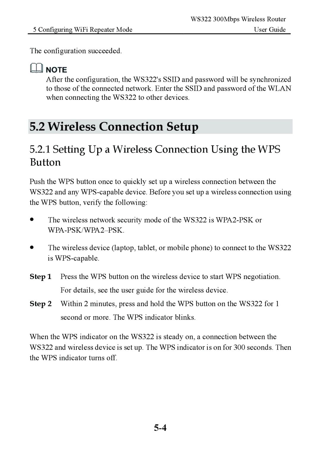 Huawei WS322 manual Wireless Connection Setup 