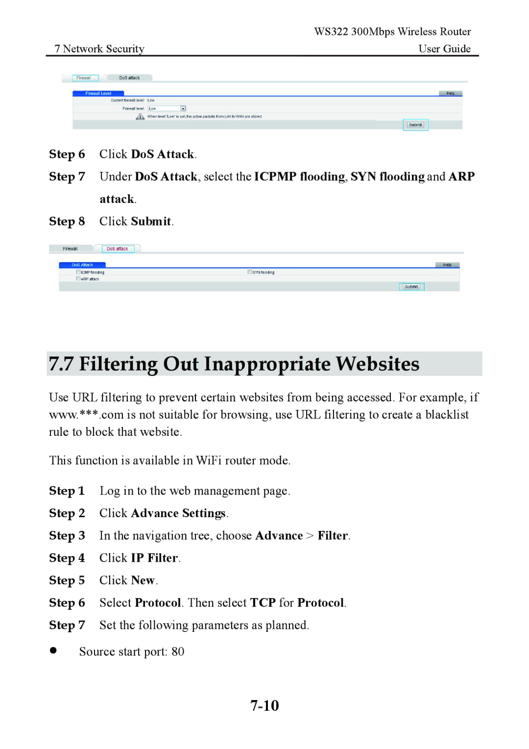 Huawei WS322 manual Filtering Out Inappropriate Websites, Click IP Filter 