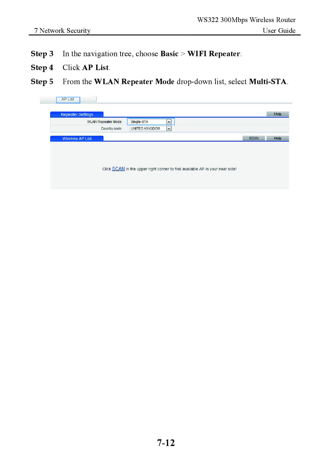 Huawei WS322 manual Navigation tree, choose Basic Wifi Repeater 