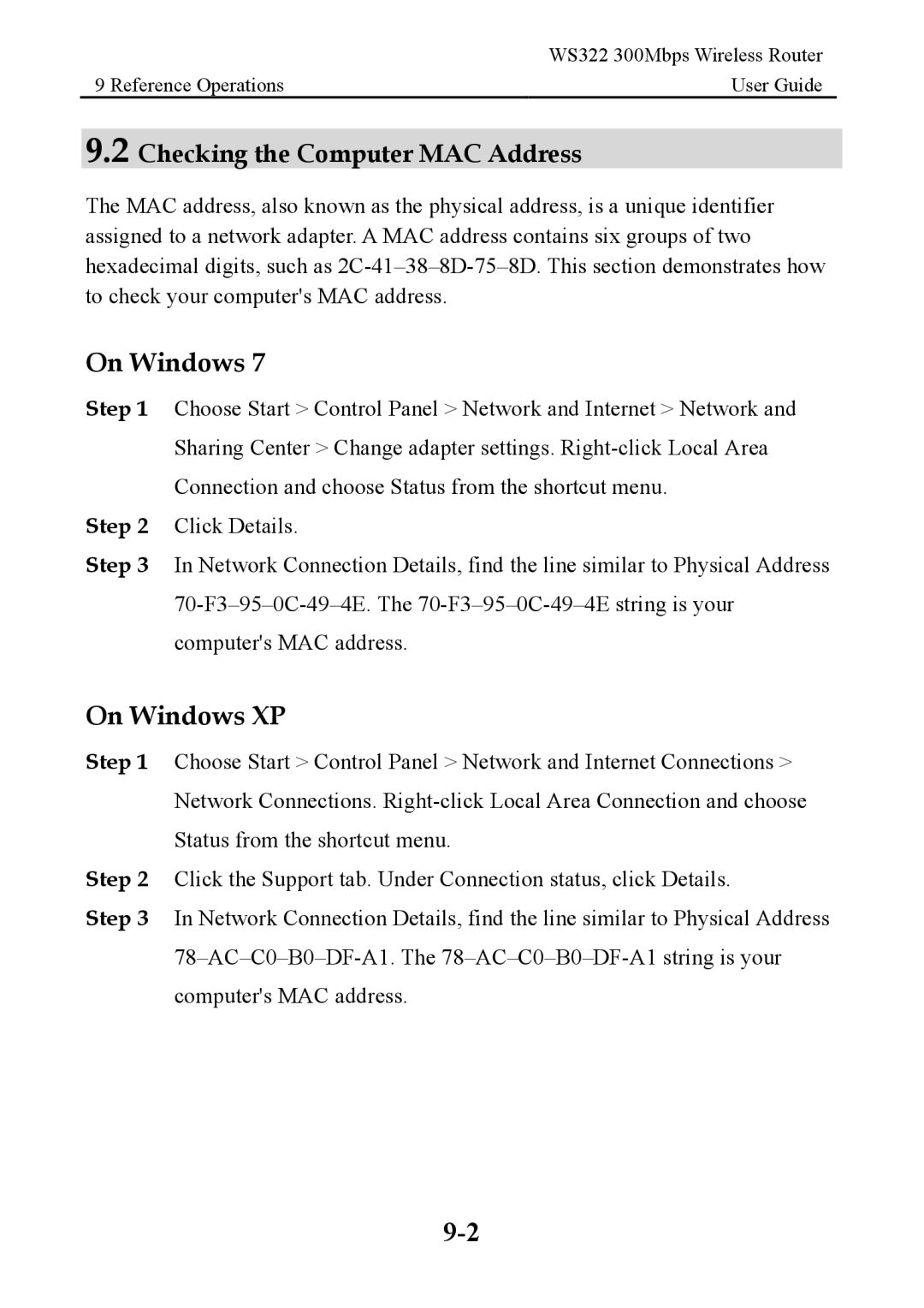 Huawei WS322 manual Checking the Computer MAC Address 