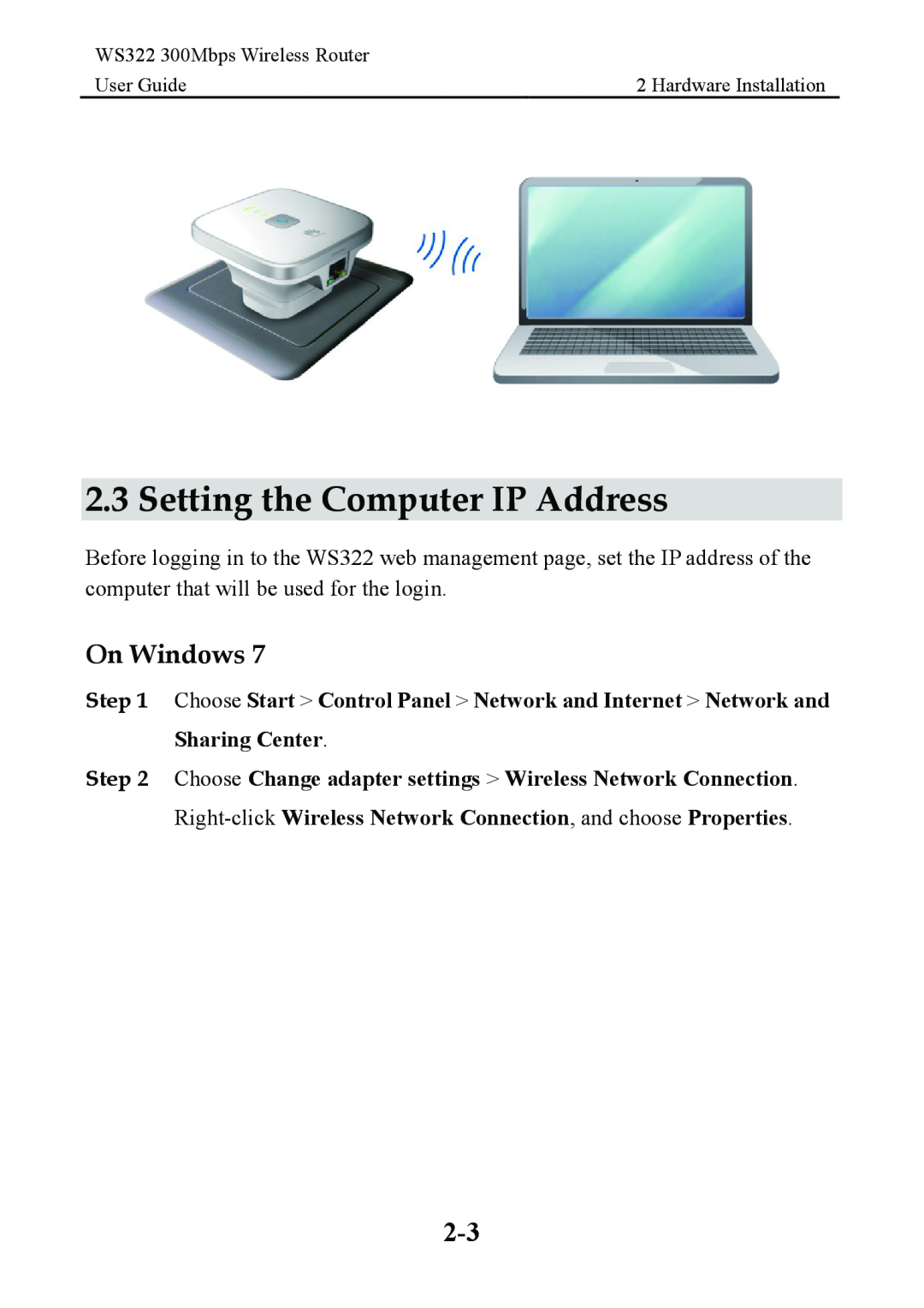 Huawei WS322 manual Setting the Computer IP Address, On Windows 