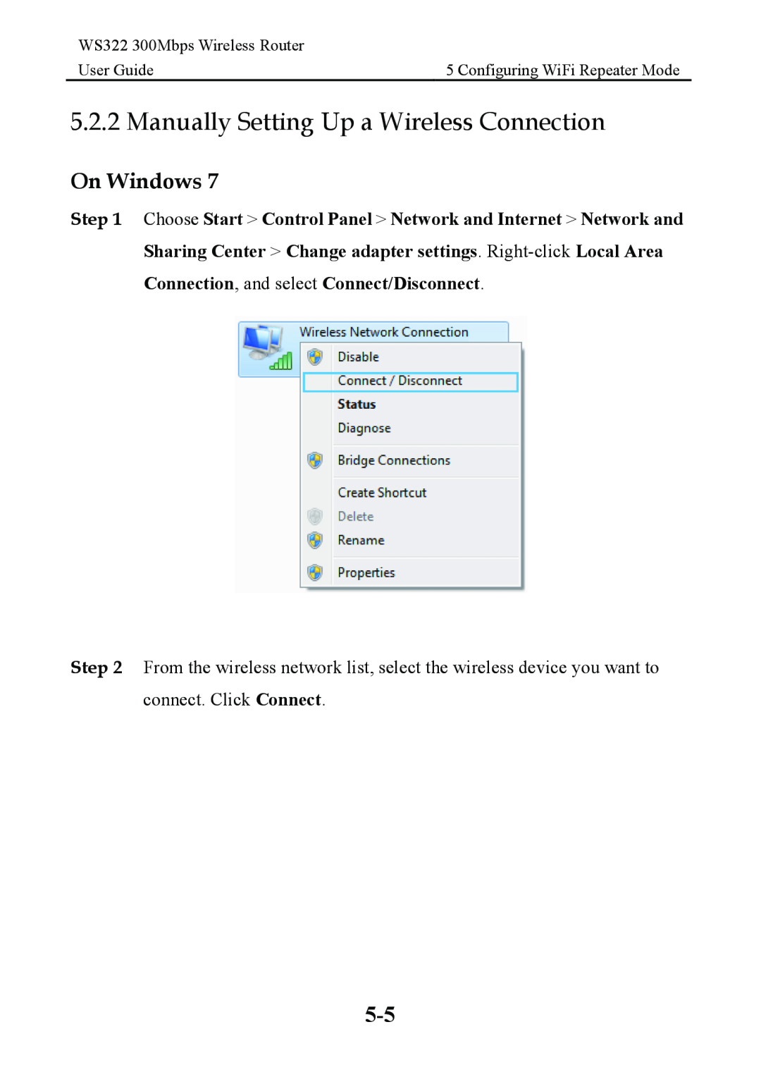 Huawei manual Manually Setting Up a Wireless Connection, On Windows, WS322 300Mbps Wireless Router, User Guide 
