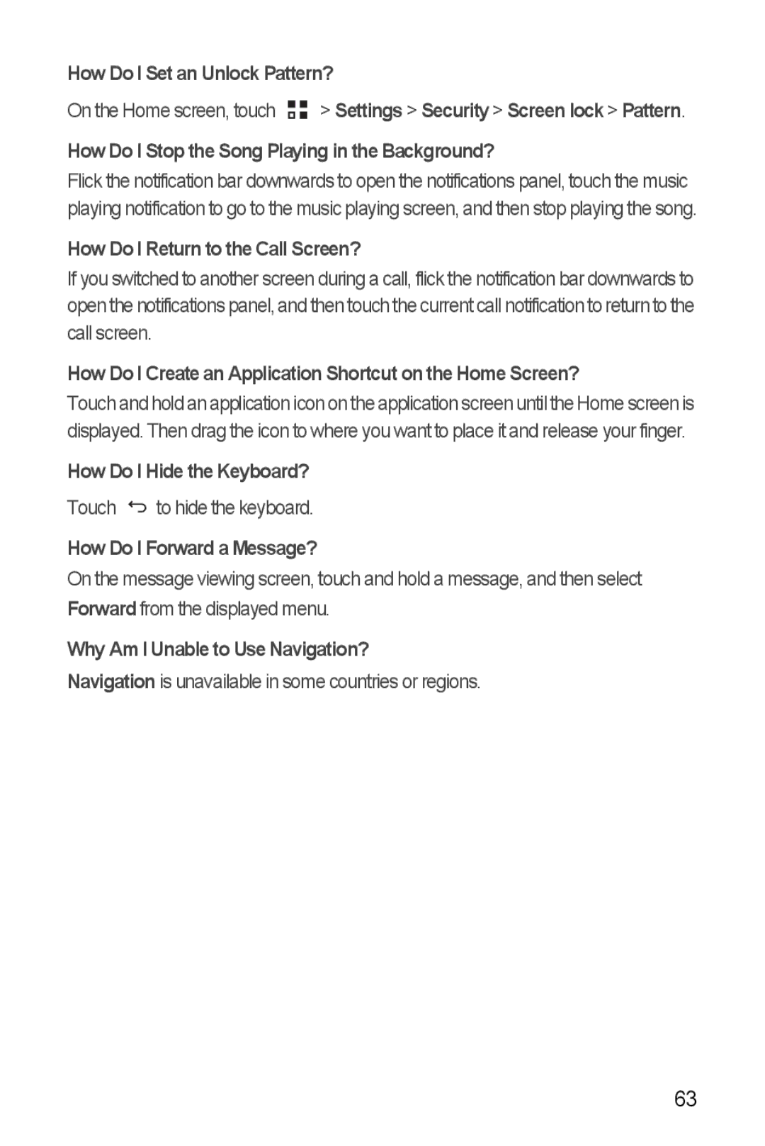 Huawei Y300 manual How Do I Return to the Call Screen?, How Do I Create an Application Shortcut on the Home Screen? 