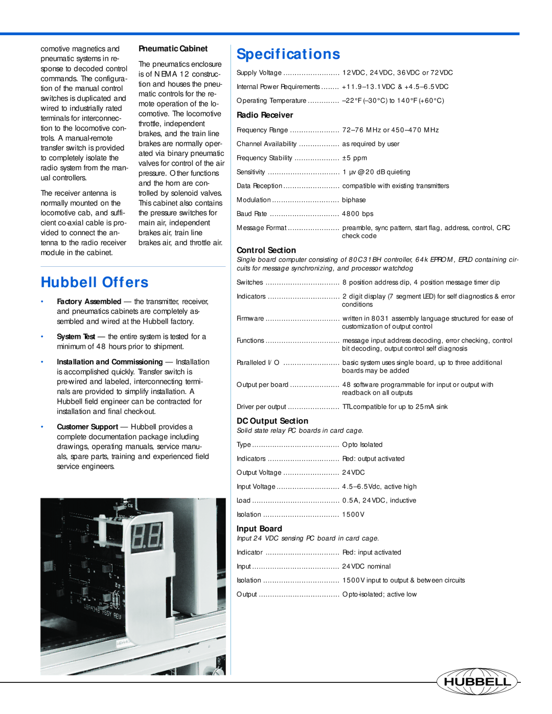 Hubbell 31200 brochure Specifications, Hubbell Offers 