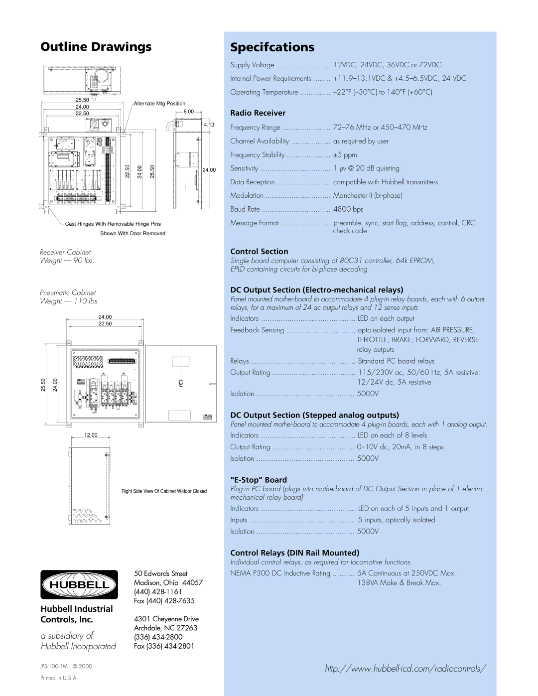 Hubbell 31.210 manual Radio Receiver, Control Section, DC Output Section Electro-mechanical relays, Stop Board 