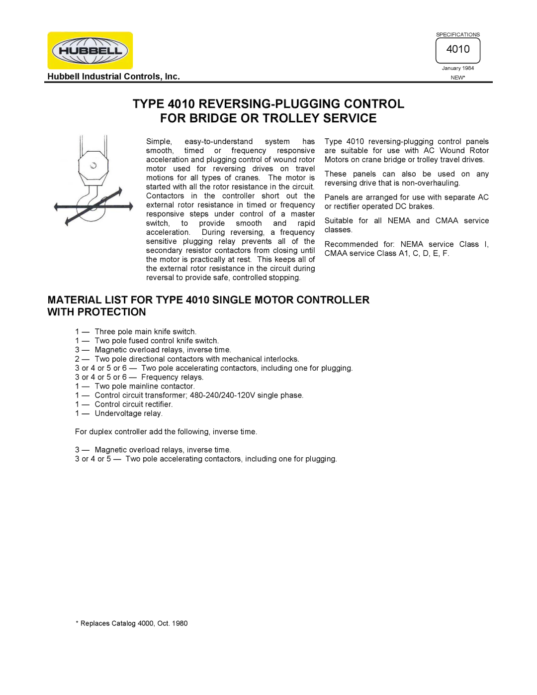 Hubbell 4010 specifications 