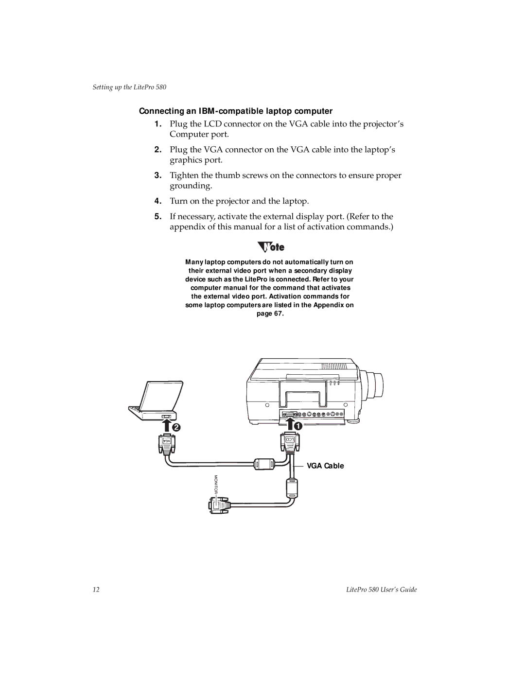 Hubbell 580 manual Connecting an IBM-compatible laptop computer 