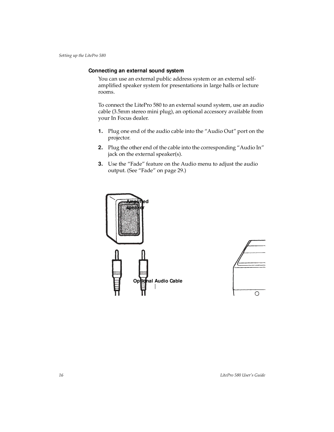 Hubbell 580 manual Connecting an external sound system 