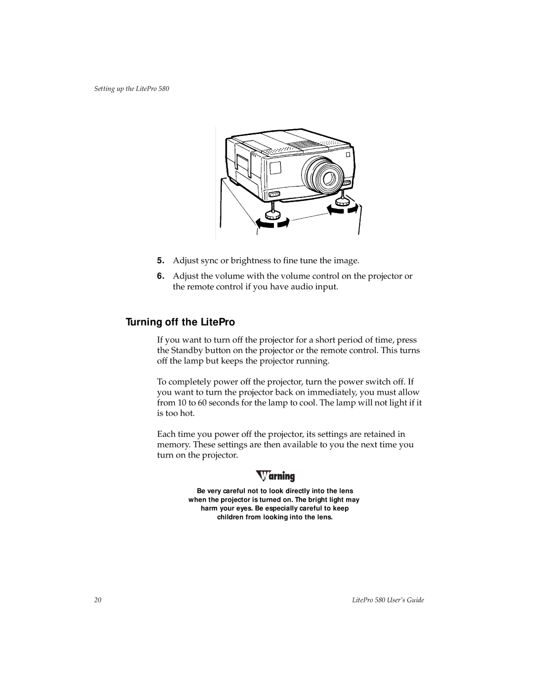 Hubbell 580 manual Turning off the LitePro 