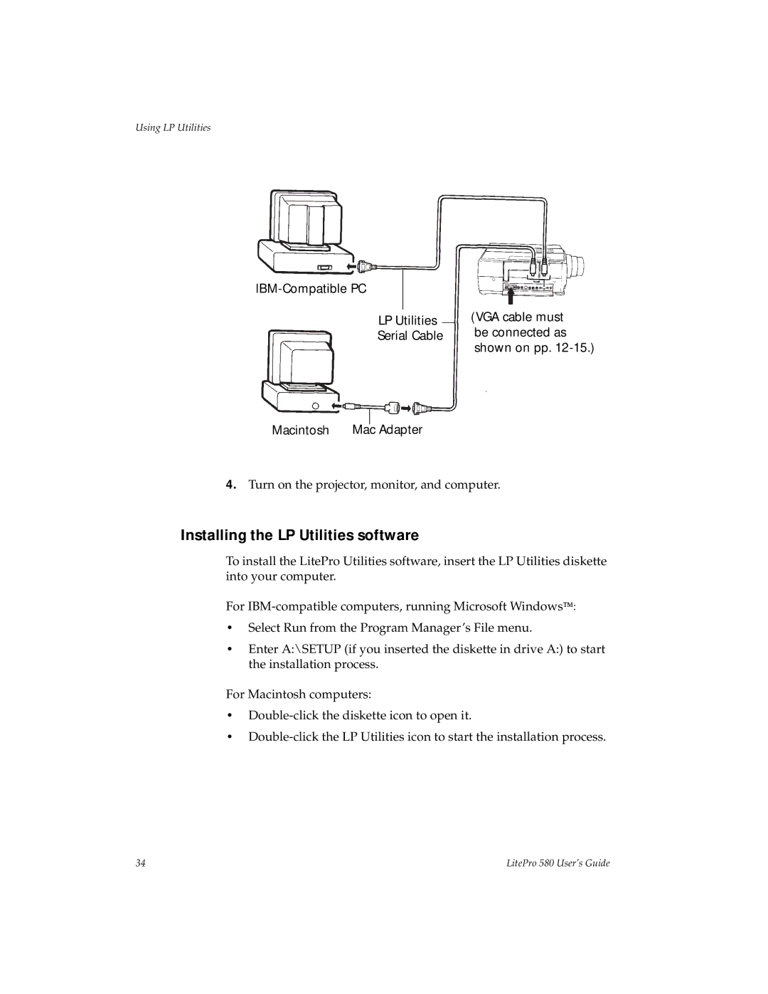 Hubbell 580 manual Installing the LP Utilities software 