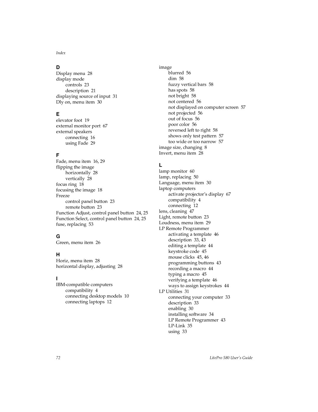 Hubbell 580 manual Index 