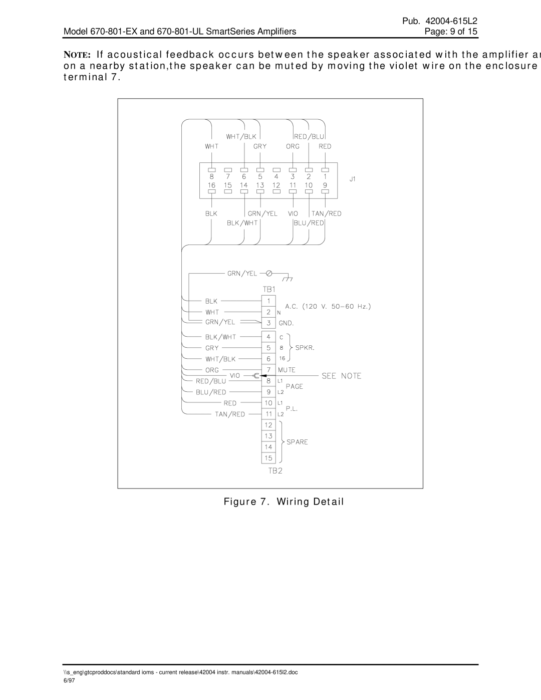 Hubbell 670-801-UL, 670-801-EX manual Wiring Detail 